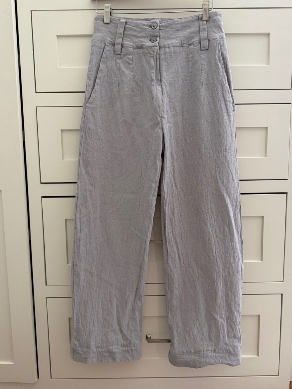 Light Gray Wide-Leg Chinos with High Button Waist